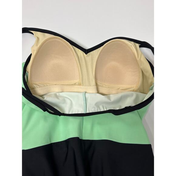 Miraclesuit Trimshaper Colorblock Ruched Sides One-Piece Slimming Swimsuit Sz 14 - Picture 7 of 10